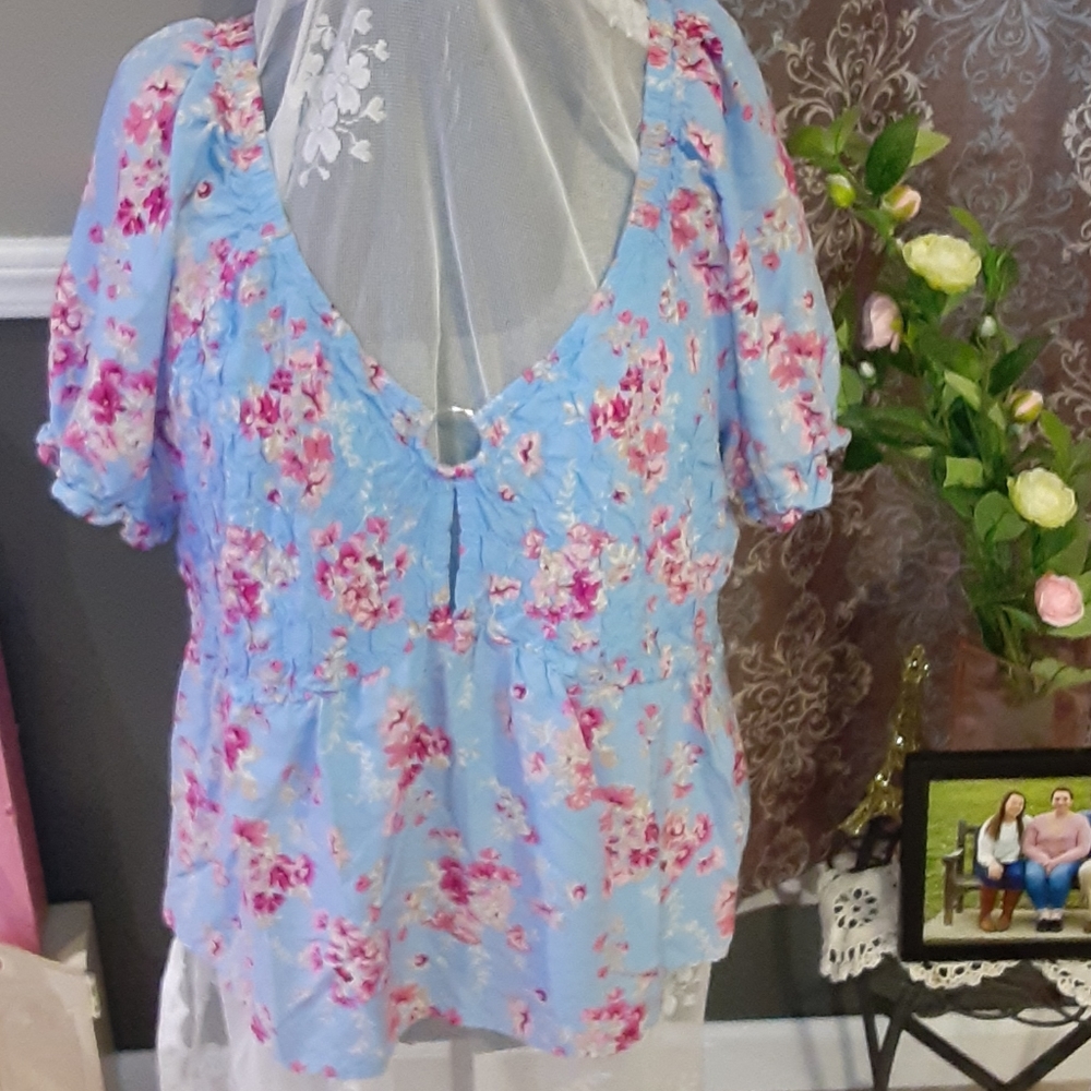 3X cherry blossom cute top